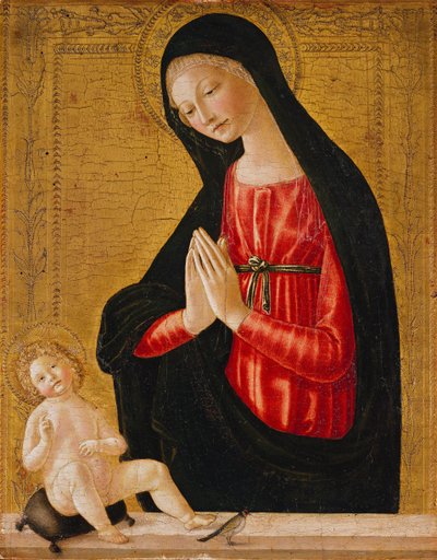 De Madonna die het Kind aanbidt door Neroccio di Landi