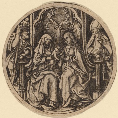 Madonna en Kind met Heiligen Christoffel en Erasmus door Netherlandish 15th Century