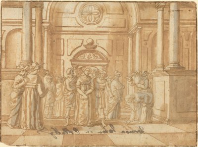Christus en de overspelige vrouw door Netherlandish 16th Century