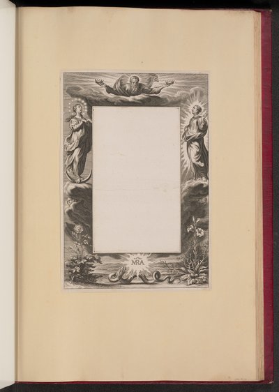 Randillustratie met God de Vader, Twee Heiligen en een Slang door Netherlandish 17th Century