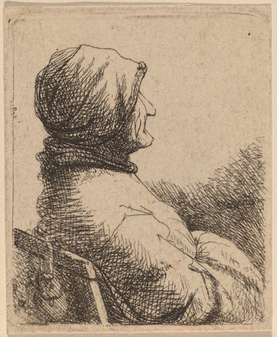 Buste van een oude vrouw in profiel naar rechts door Netherlandish 17th Century
