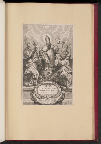 Titelpagina voor Anatomia Totivs Avgvstissimae Doctrinae Avgvstinae door Netherlandish 17th Century after Cornelis Galle I after Sir Peter Paul Rubens