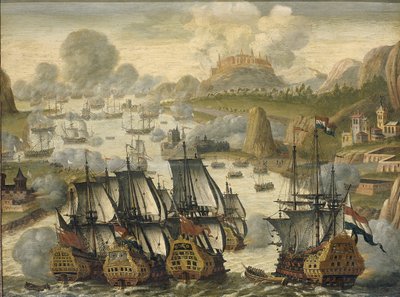 De Zeeslag bij Vigo Bay, 23 oktober 1702, ca 1705 door Netherlandish Master