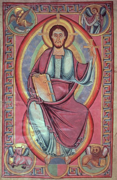 Christus in Majesteit, uit de Stavelot Bijbel door Netherlandish School