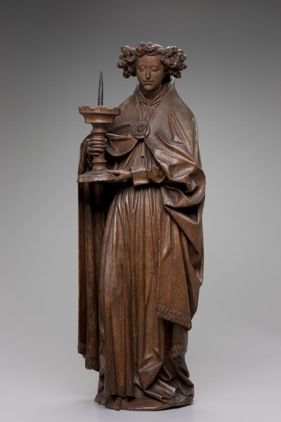 Engel met kandelaar, c.1480-1500 (eik) door Netherlandish School
