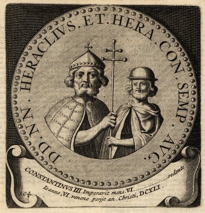 Byzantijnse keizers Heraclius en Constantijn III door Netherlandish School