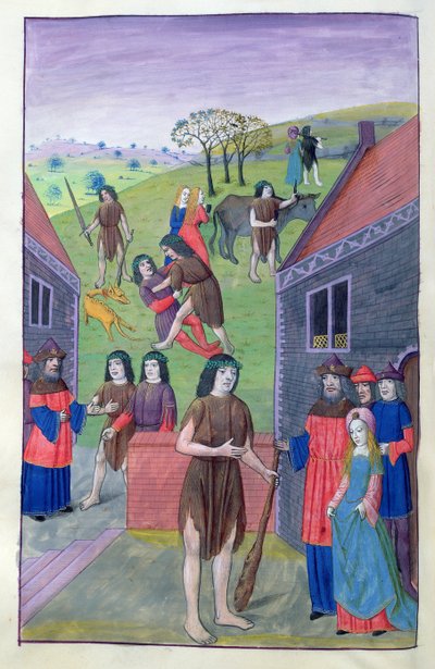 Hercules vecht tegen Achelous en grijpt de stier bij de hoorn, 1479 door Netherlandish School