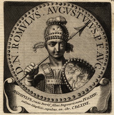 Portret van Romeinse keizer Romulus Augustulus door Netherlandish School