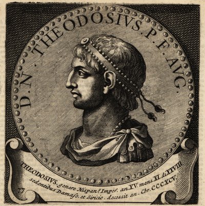Portret van Romeinse keizer Theodosius I door Netherlandish School
