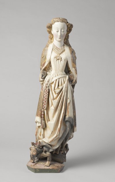 Sint Barbara door Meester van Koudewater, c. 1470 (walnoot) door Netherlandish School