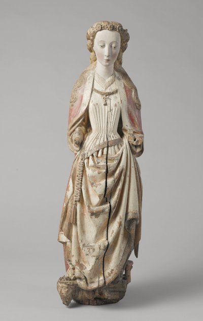 Sint Catharina van Alexandrië door Meester van Koudewater, c. 1470 (walnoot) door Netherlandish School