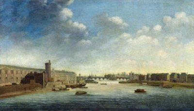 De Seine vanaf de Barbierbrug Stroomopwaarts, het Louvre door Netherlandish School