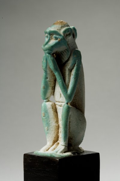 Amulet van een aap, 18e-19e Dynastie, 1540-1186 v.Chr. (faience) door New Kingdom Egyptian