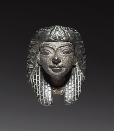 Bronzen Bevestiging van een "Shawabty Bundel": Hoofd, Late 18e tot 19e Dynastie, ca. 1336-1256 v.Chr. door New Kingdom Egyptian