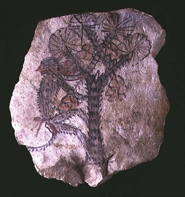 Ostracon met een aap die een boom beklimt door New Kingdom Egyptian