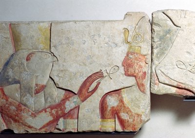 De ontmoeting van de farao en Horus (detail) door New Kingdom Egyptian