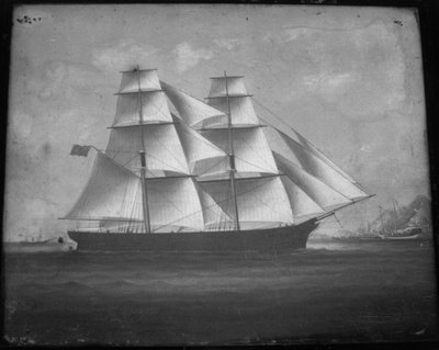 Waverley, gebouwd door McGregor Bros, binnenkomend in Waipu, 1863 door New Zealand School