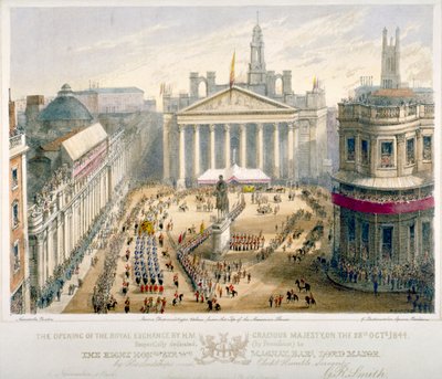 Opening van de Royal Exchange, City of London, 1844 door Newcombe