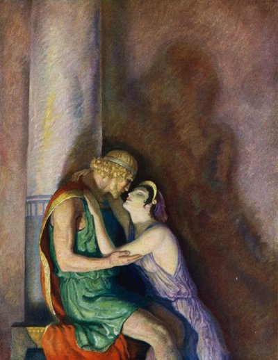 Odyssee: Odysseus en Penelope herenigd door Newell Convers (after) Wyeth