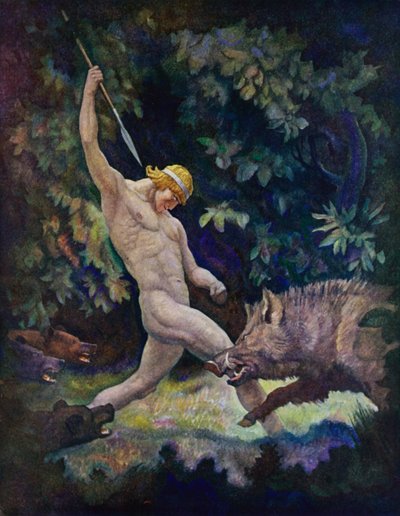 Odyssee: De everzwijnjacht (kleur litho) door Newell Convers (after) Wyeth
