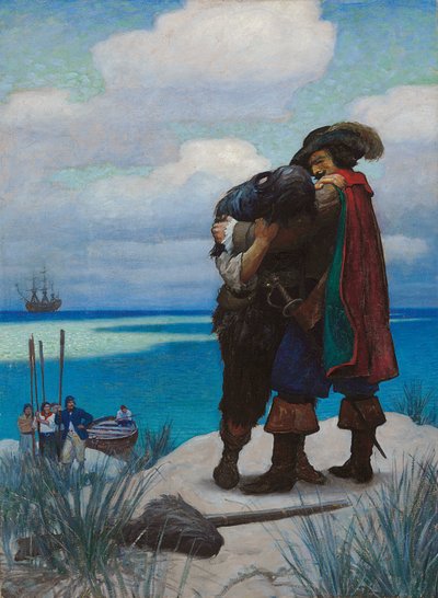 Aanvankelijk Kon Ik Hem Geen Woord Antwoorden; Maar Toen Hij Mij in Zijn Armen Had Genomen, Hield Ik Hem Stevig Vast, Anders Was Ik op de Grond Gevallen door Newell Convers Wyeth