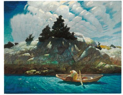Black Spruce Ledge (Lobstering Off Black Spruce Ledge) door Newell Convers Wyeth
