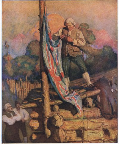 Kapitein Smollett tart de muiters: toen klom hij op het dak en hees met eigen hand de kleuren door Newell Convers Wyeth