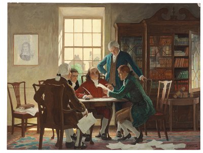 Het Opstellen van de Onafhankelijkheidsverklaring in 1776 door Newell Convers Wyeth