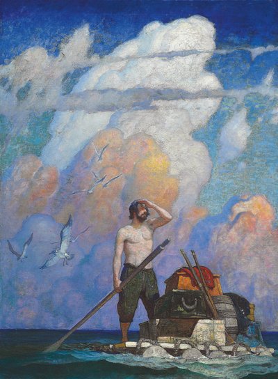 Voor een mijl, of daaromtrent, ging mijn vlot heel goed door Newell Convers Wyeth