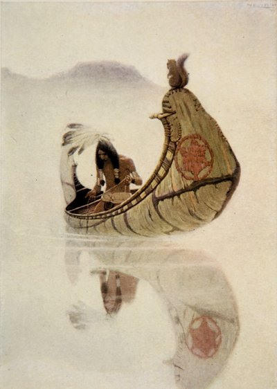Frontispice uit Het lied van Hiawatha door Henry Wadsworth Longfellow (1807-82), uitgegeven door George G. Harrap und Company Ltd., 1911 door Newell Convers Wyeth