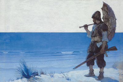 Robinson Crusoe: schutblad door Newell Convers Wyeth
