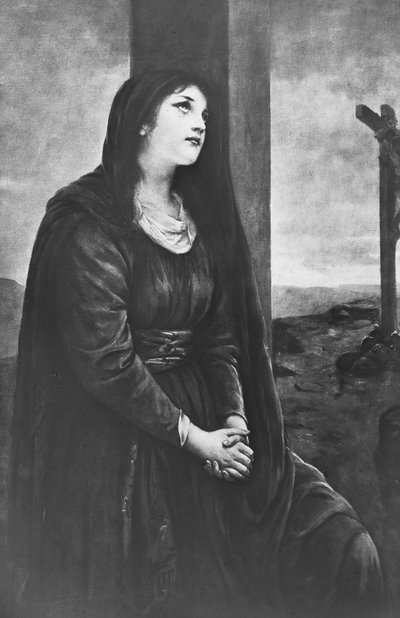 Maria Magdalena zittend onder het Kruis, eind 19e of begin 20e eeuw door Newton and Co