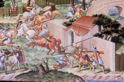 Detail van fresco in de Hal van Slagen van de slag bij La Higueruela in 1431 door Niccolo (and workshop) Granello