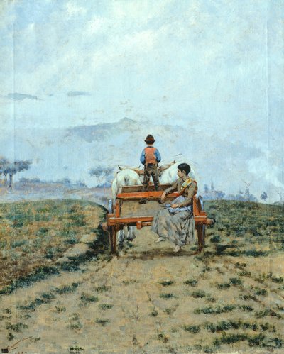 Op een wagen in de velden door Niccolo Cannicci