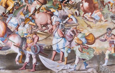 Detail van fresco in de Hal van Slagen van de Slag bij La Higueruela in 1431 door Niccolo Granello