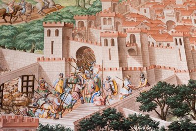 Detail van fresco in de Hal van Slagen van de Slag bij La Higueruela in 1431 door Niccolo Granello