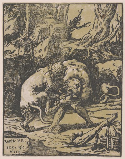 Hercules en de Nemeïsche leeuw door Niccolo Vicentino