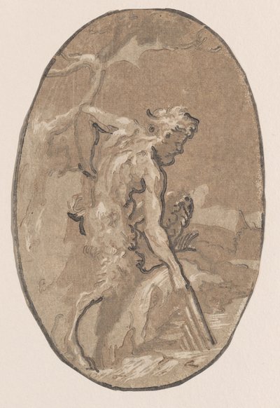 Marsyas tekent de Syrinx uit de rivier, ca. 1540-1550 door Niccolo Vicentino