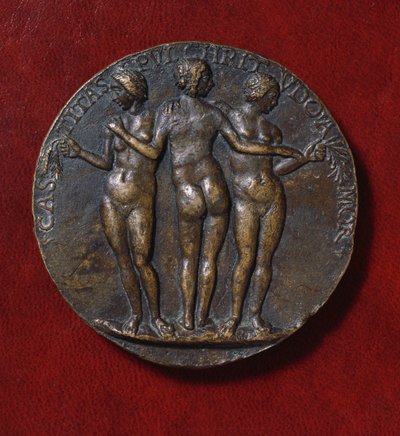Medaille met afbeelding van De Drie Gratiën (brons) door Niccolo di Giovanni Fiorentino