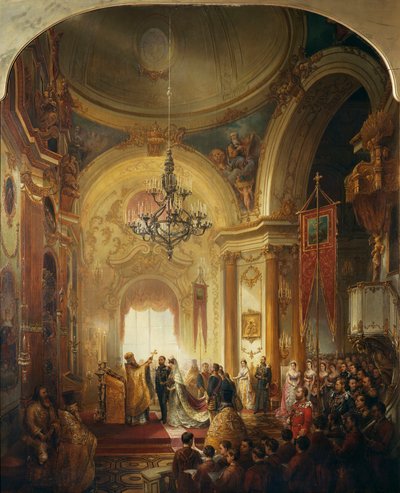Het huwelijk van Prins Alfred, Hertog van Edinburgh met Groothertogin Maria Alexandrovna, 23 januari 1874 door Nicholas Chevalier