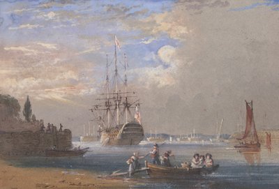H.M.S. St. Vincent in Plymouth door Nicholas Condy