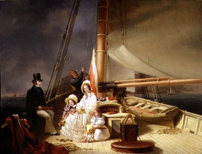Mr Charles Ward met zijn familie aan boord van zijn cutterjacht 