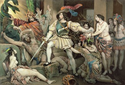 Verovering van Mexico: Hernando Cortes (1485-1547) tegen mensenoffers door Nicholas Eustache Maurin