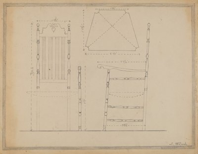 Tekening van stoel door Nicholas Gorid