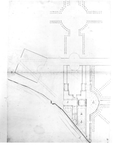 Plattegrond van schema I, Hampton Court, 1689 door Nicholas Hawksmoor