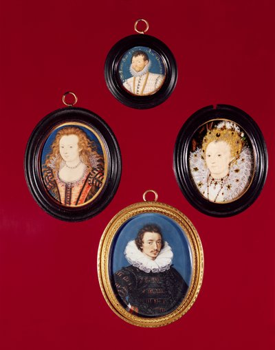 Collectie miniaturen: Francis Drake (nu in de National Portrait Gallery); Elizabeth I (nu in de National Portrait Gallery); Isaac Oliver; Elizabeth, koningin van Bohemen door Nicholas Hilliard