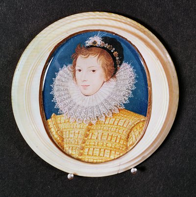 Portret van een jonge man met een zwarte pet en hoge kraag door Nicholas Hilliard