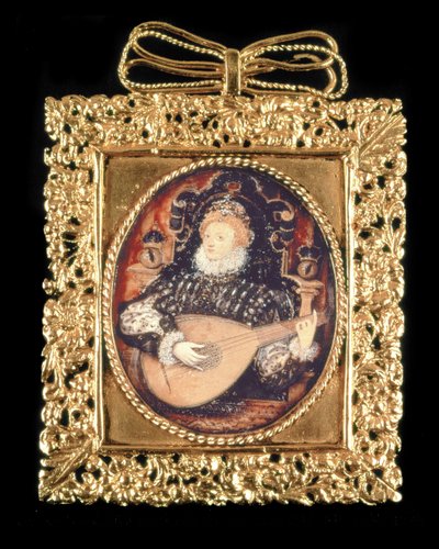 Koningin Elizabeth I speelt de luit door Nicholas Hilliard