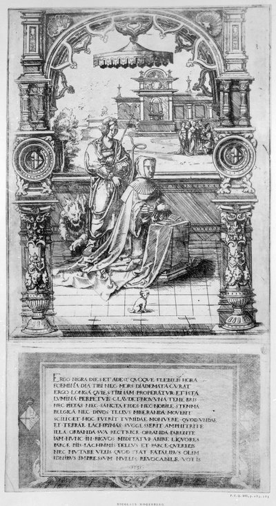 Grafschrift van Margaretha van Oostenrijk door Nicholas Hogenberg