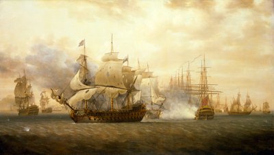 De slag bij Frigate Bay, 26 januari 1782 door Nicholas Pocock